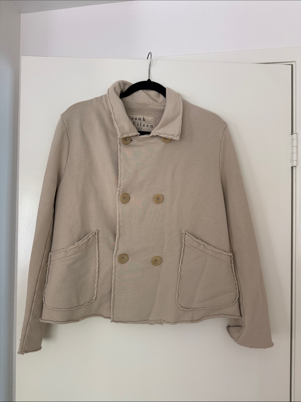 Frank & Eileen Neutral Beige Double-Breasted Pea Coat mini Belfast size M NOWY